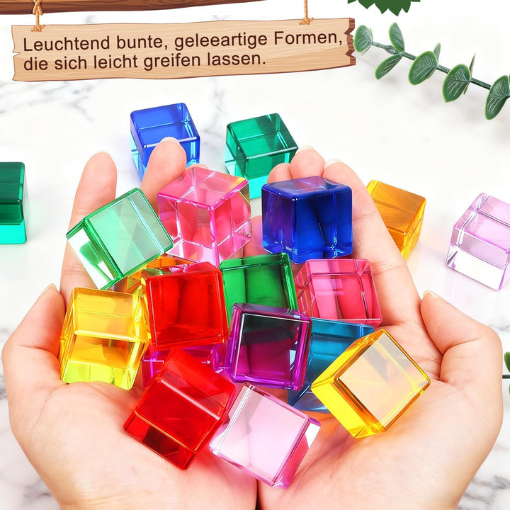 Niuny Lichtbausteine Kinder 20stk Acryl Bausteine Kinder Stapelspielzeug Sensorik Bausteine Acrylbau