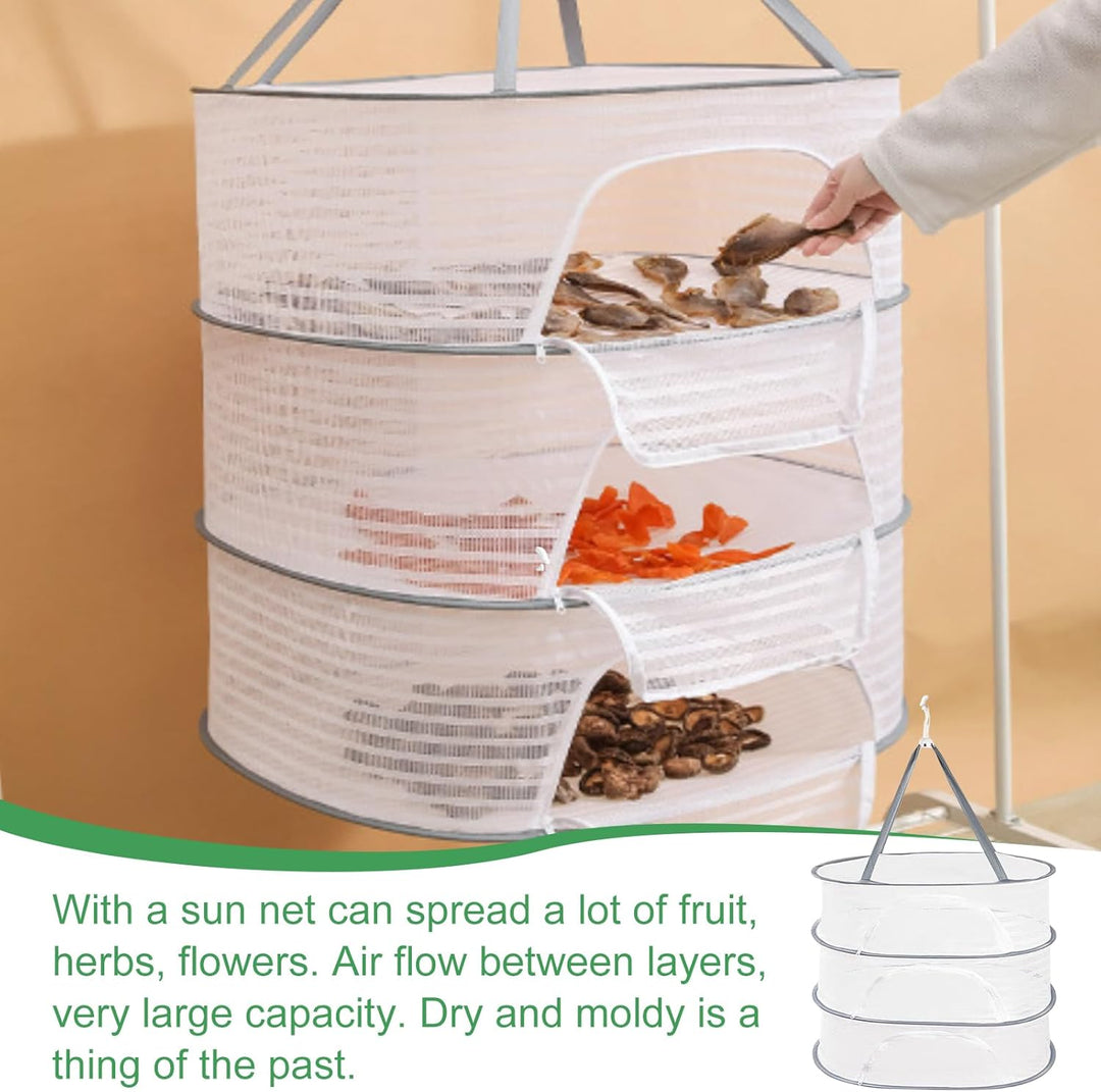 Trockennetz Kräuter, 3-Lagiges Trockennetz Drying Rack, Kräutertrockner Hängend mit Haken Reissversc