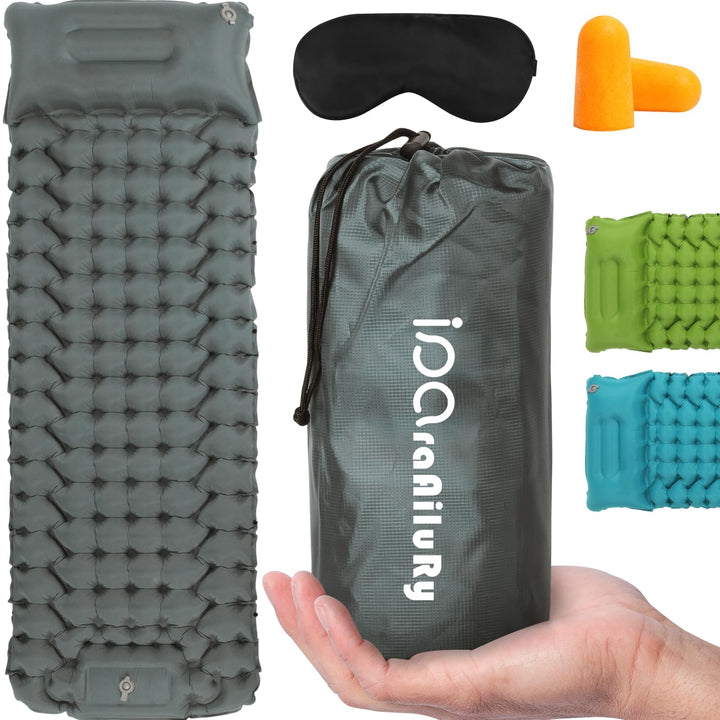 Luftmatratze Camping Ultraleichte Isomatte Camping mit Fusspresse Pumpe, Aufblasbare Matratze für Ou