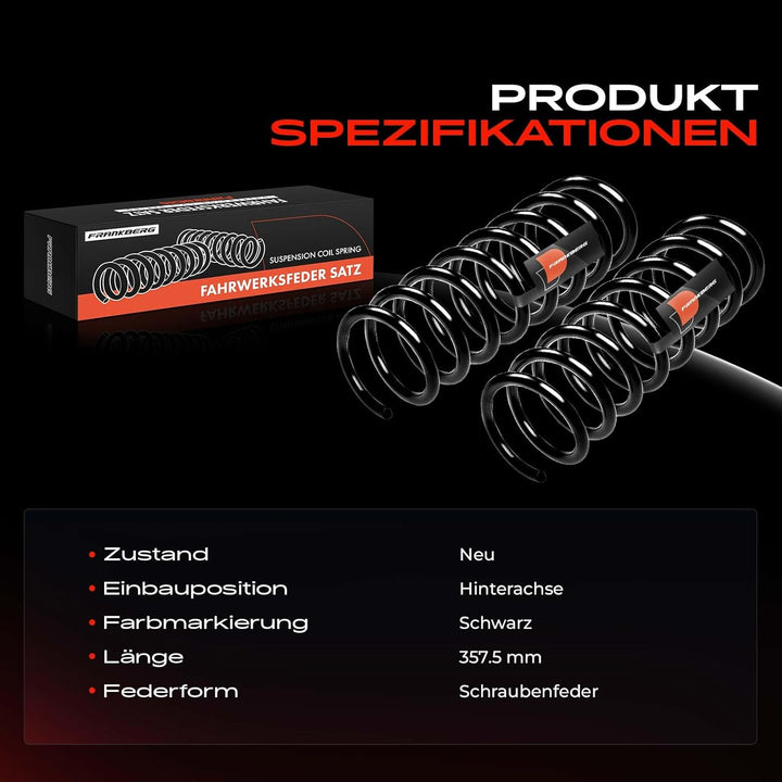 Frankberg 2x Federn Fahrwerksfeder Hinterachse Kompatibel mit 5 CR19 1.8L 2.0L 2005-2010 MPV Replace