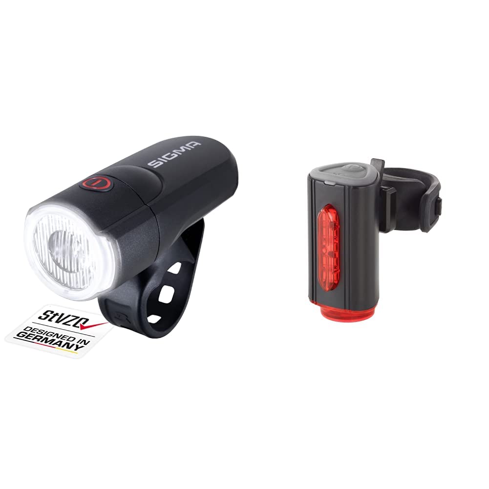 SIGMA SPORT - Aura 30 | LED Fahrradlicht 30 Lux | StVZO zugelassenes, batteriebetriebenes Vorderlich