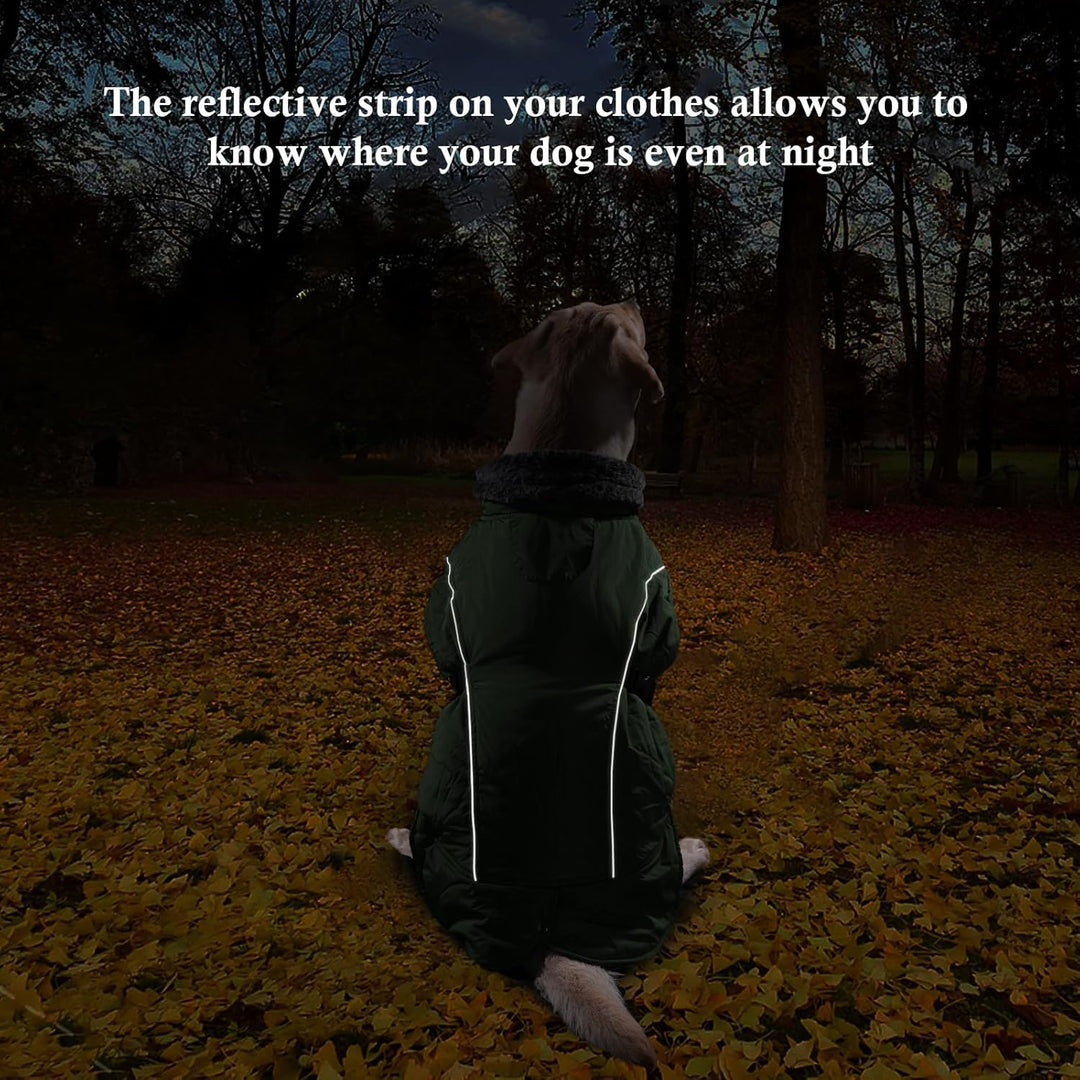 DENTRUN Hundemantel Grosse Hunde, Ärmellose wasserdichte Hundejacke, Hunde Reflektierende Fleecejack