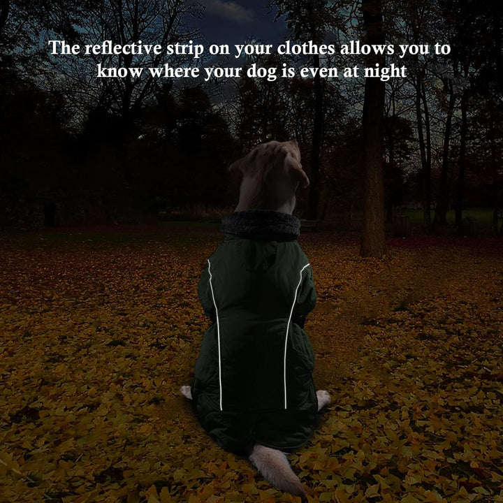 DENTRUN Hundemantel Grosse Hunde, Ärmellose wasserdichte Hundejacke, Hunde Reflektierende Fleecejack