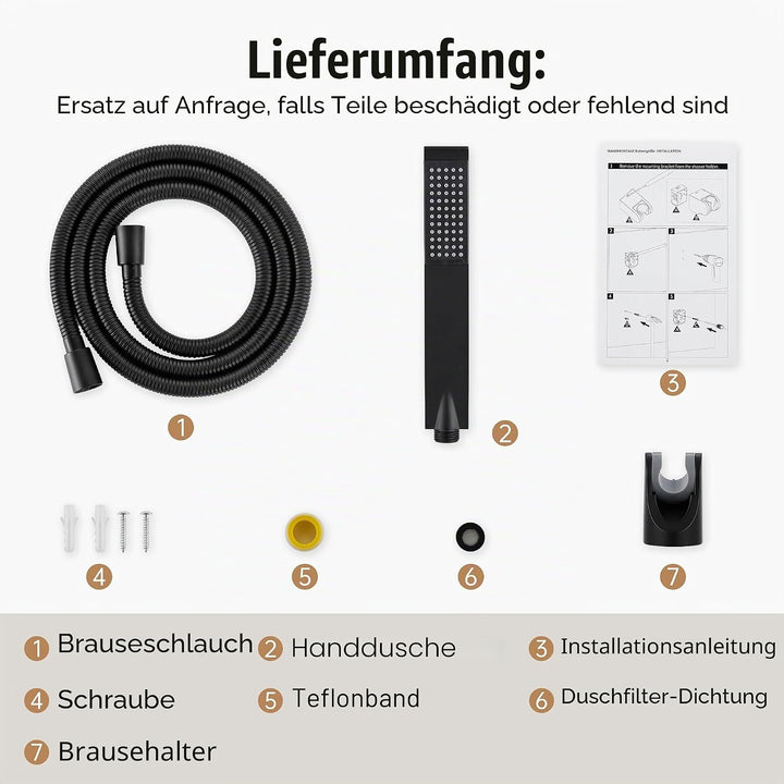 KES Handbrause Duschkopf mit Duschkopfhalterung Duschschlauch Brausekopf Dusche Duschbrause Duschsys
