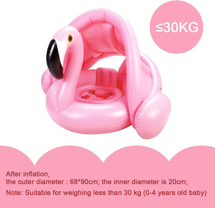 Yisscen Baby Schwimmring, Schwimmring Flamingo, Baby schwimmring mit Sonnenschutz, Baby Pool Schwimm