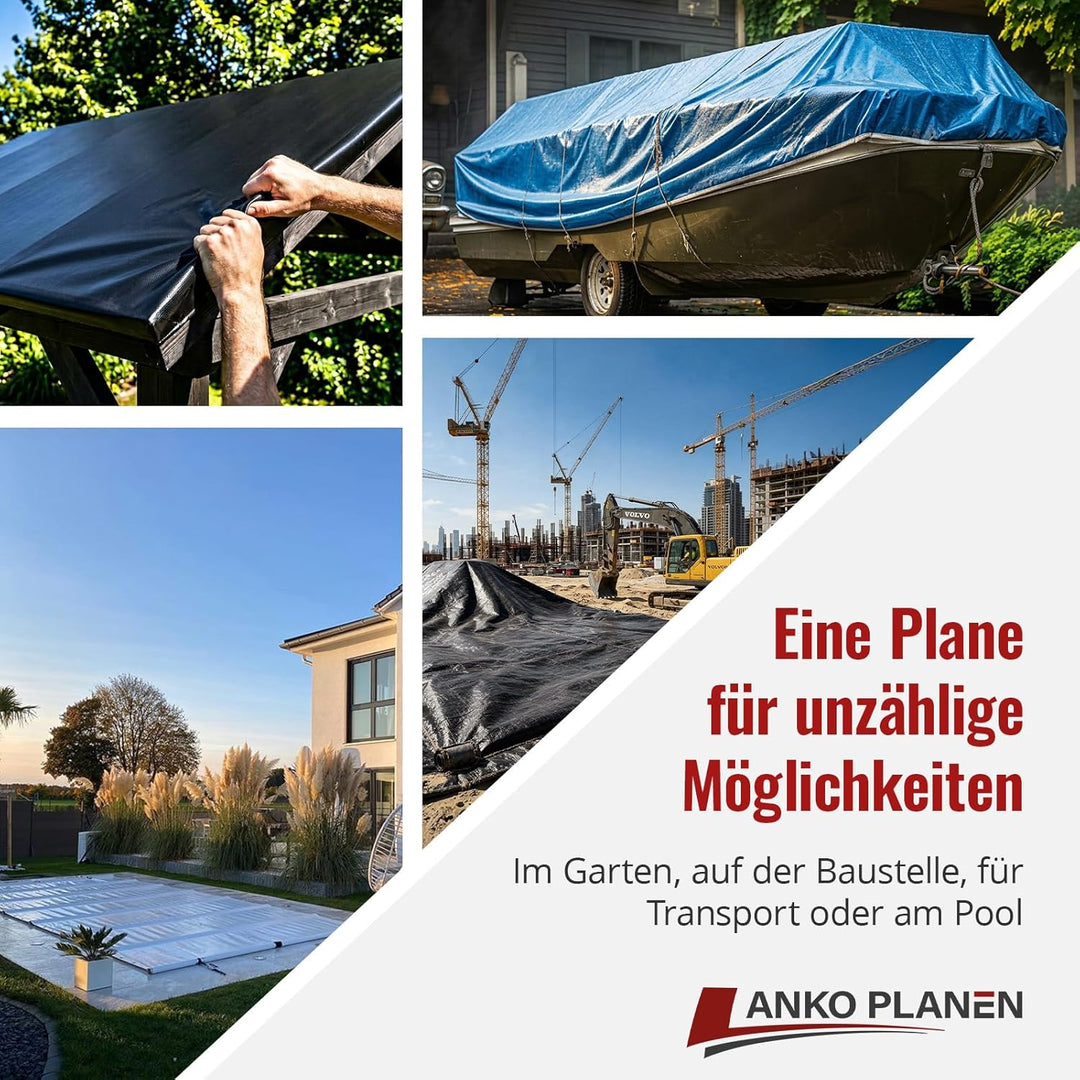ANKO PLANEN PVC Abdeckplane 700 g/m² schwer wasserdicht UV-beständig reissfest – Matte LKW Plane für