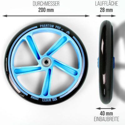 Apollo City Scooter 200mm Ersatzräderset - Pro Wheels mit ABEC 7 Kugellager, Roller Rad Ersatz-Räder
