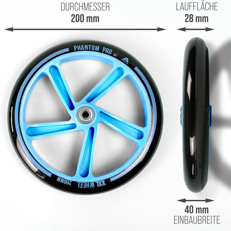 Apollo City Scooter 200mm Ersatzräderset - Pro Wheels mit ABEC 7 Kugellager, Roller Rad Ersatz-Räder