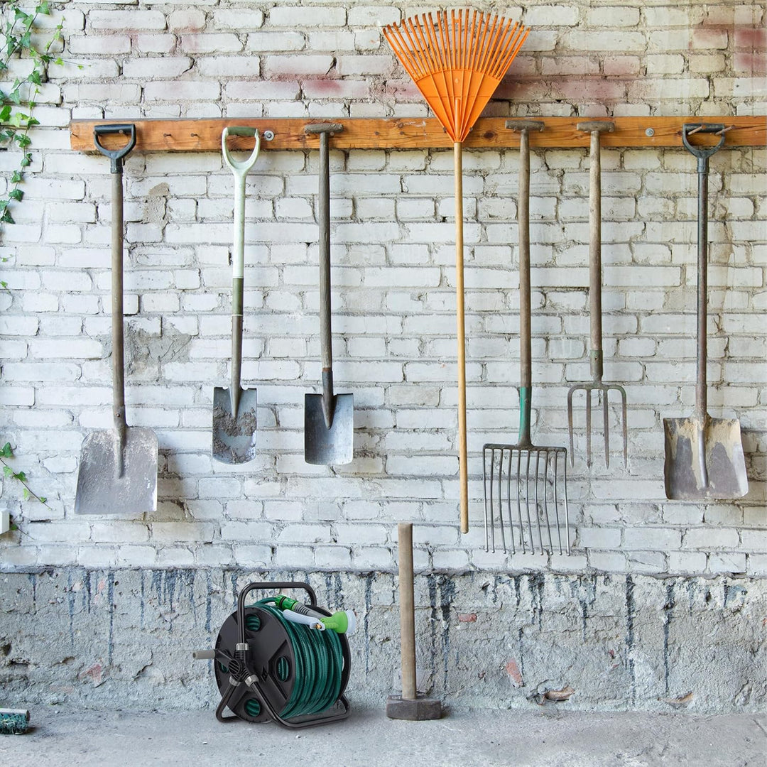 Relaxdays Schlauchtrommel, für 30 m 1/2" Schlauch, Stahl, Kunststoff, Schlauchhalter, HBT: 38 x 42 x