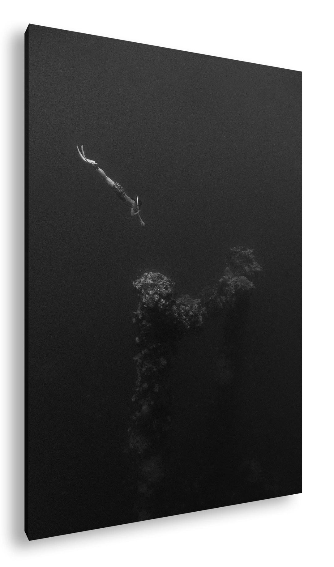 deyoli tiefer Tauchgang zum Meeresgrund Effekt: Schwarz&amp;Weiss, Format: 80x60 als Leinwandbild, Motiv