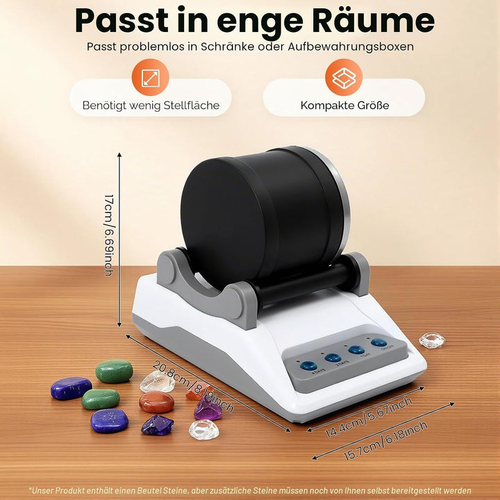 Rock Tumbler Set, Steinpoliermaschine mit Polierkörner Elektrisch Steintrommel Steinbecher DIY Stein