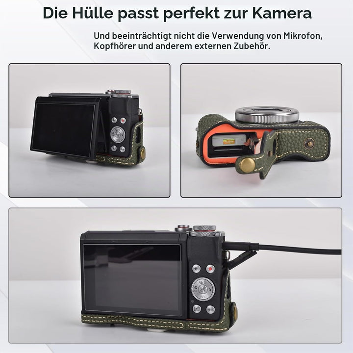 Rieibi G7 X G7X II G7X III Hülle, Vintage Leder Kameratasche für Canon PowerShot G7X G7X Mark II G7X