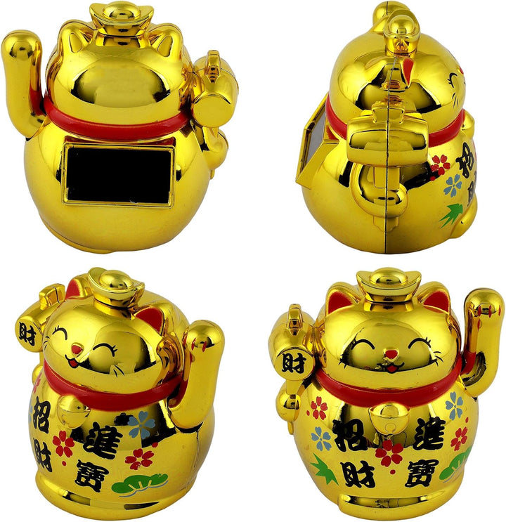Freak Scene Glückskatze Mini Maneki-Neko Schriftzeichen Set Solar 5cm Winkekatze Lucky cat, Set