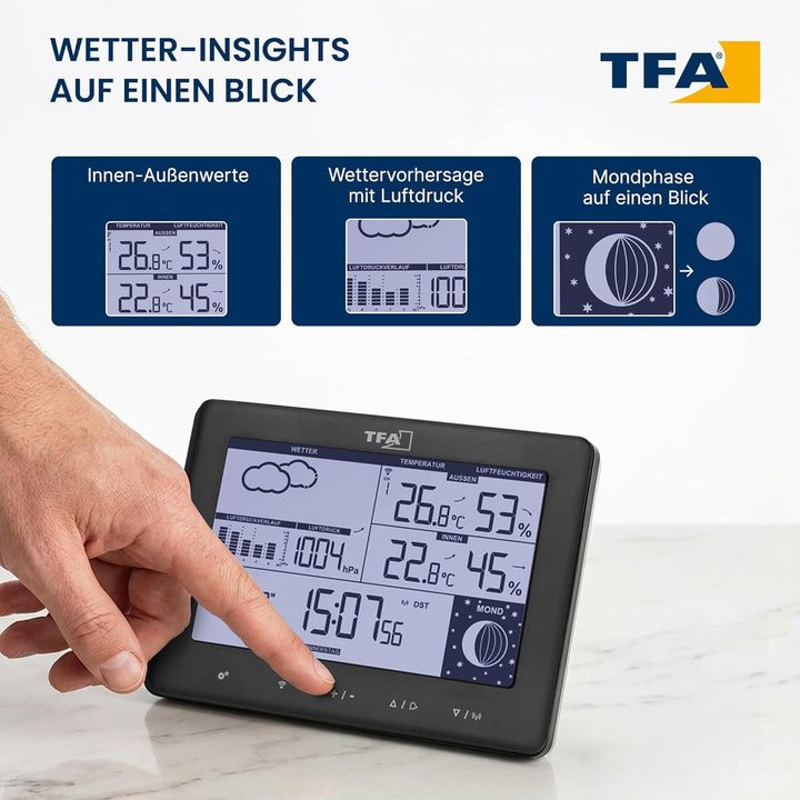 TFA Dostmann Funk-Wetterstation Elements, 35.1158.01, mit Aussensender, Wettervorhersage, deutsches