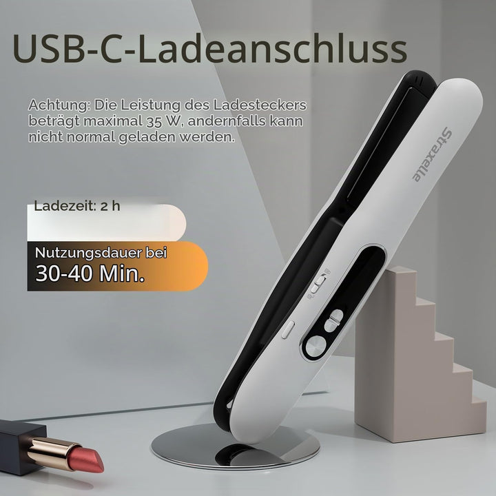Mini Glätteisen Kabellos mit 5000mAh, 2 in 1 Glätteisen Locken und Glätten, 175°C-215°C 3 Einstellba