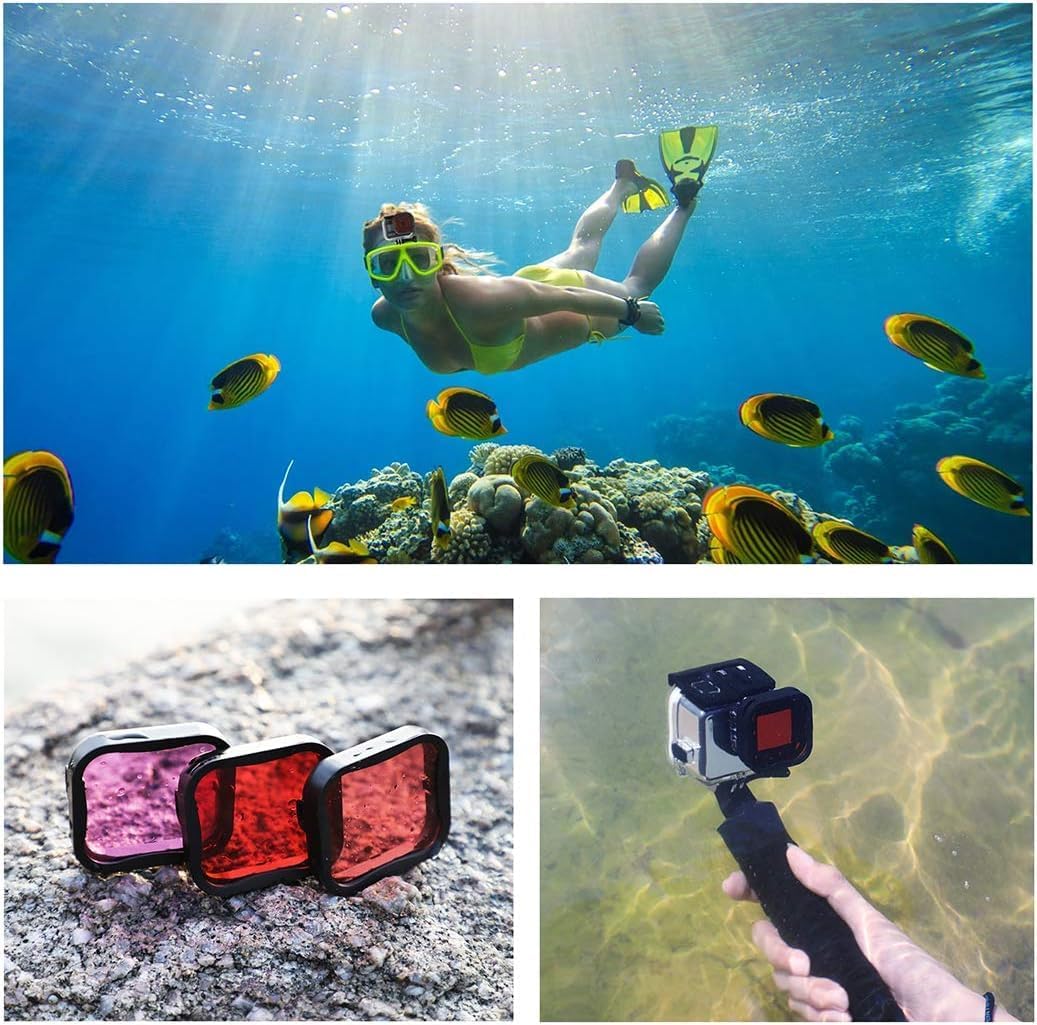 Monzi - 3er-Pack Tauchfilter Filter kompatibel mit wasserdichtem original Gehäuse für Go Pro Hero 12
