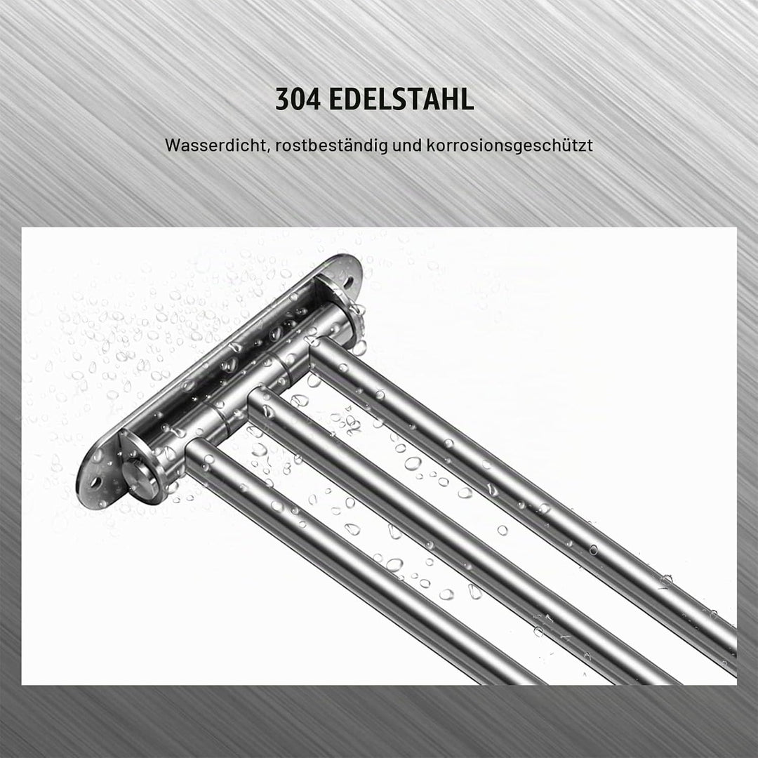 Qobobo® Handtuchhalter Bad 3 Stange Handtuchstange Schwenkbar mit 3 Arming 40 cm Bedetuchhalter Edel