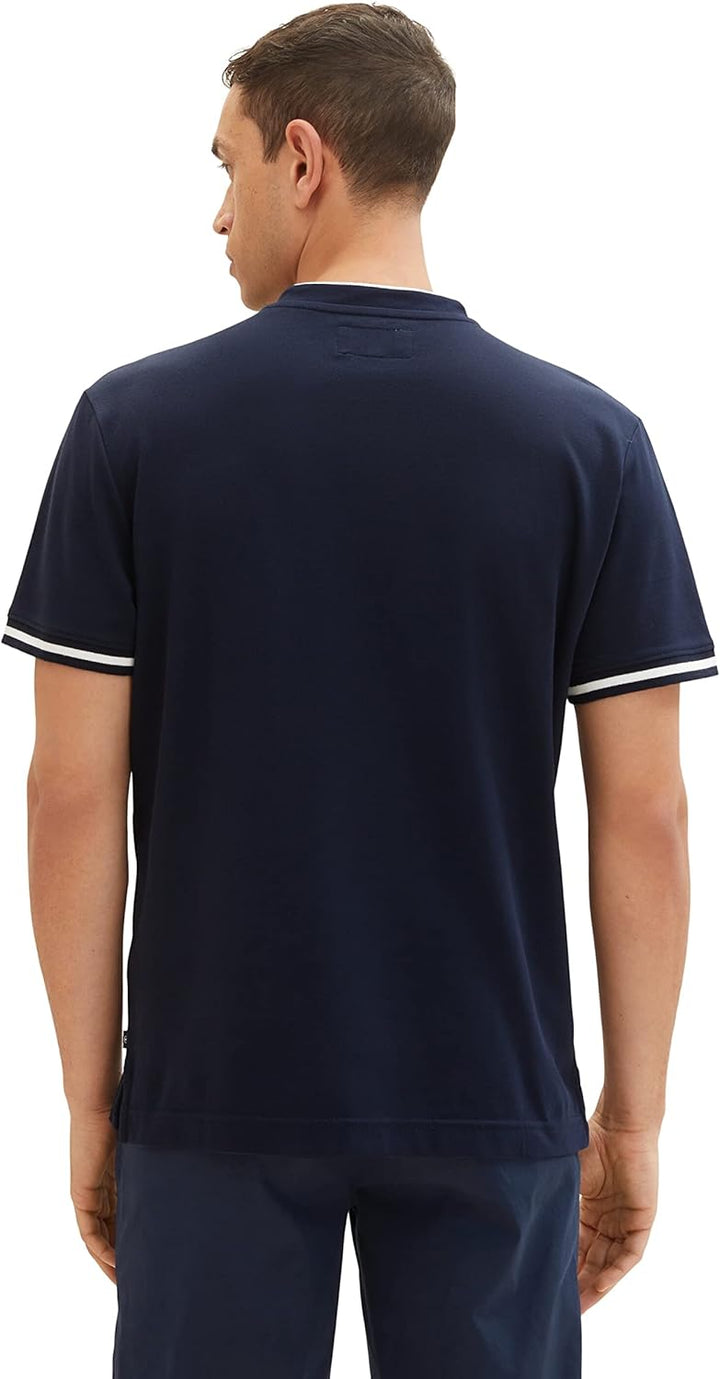 TOM TAILOR Herren Piqué Poloshirt mit Stehkragen S 10668 - Sky Captain Blue, S 10668 - Sky Captain B