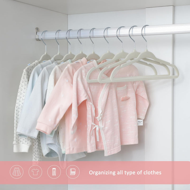 ManGotree Baby-Kleiderbügel aus Samt, Kleinkind-Kinderbügel mit Drehbarem Haken, Gekerbtes Schulter
