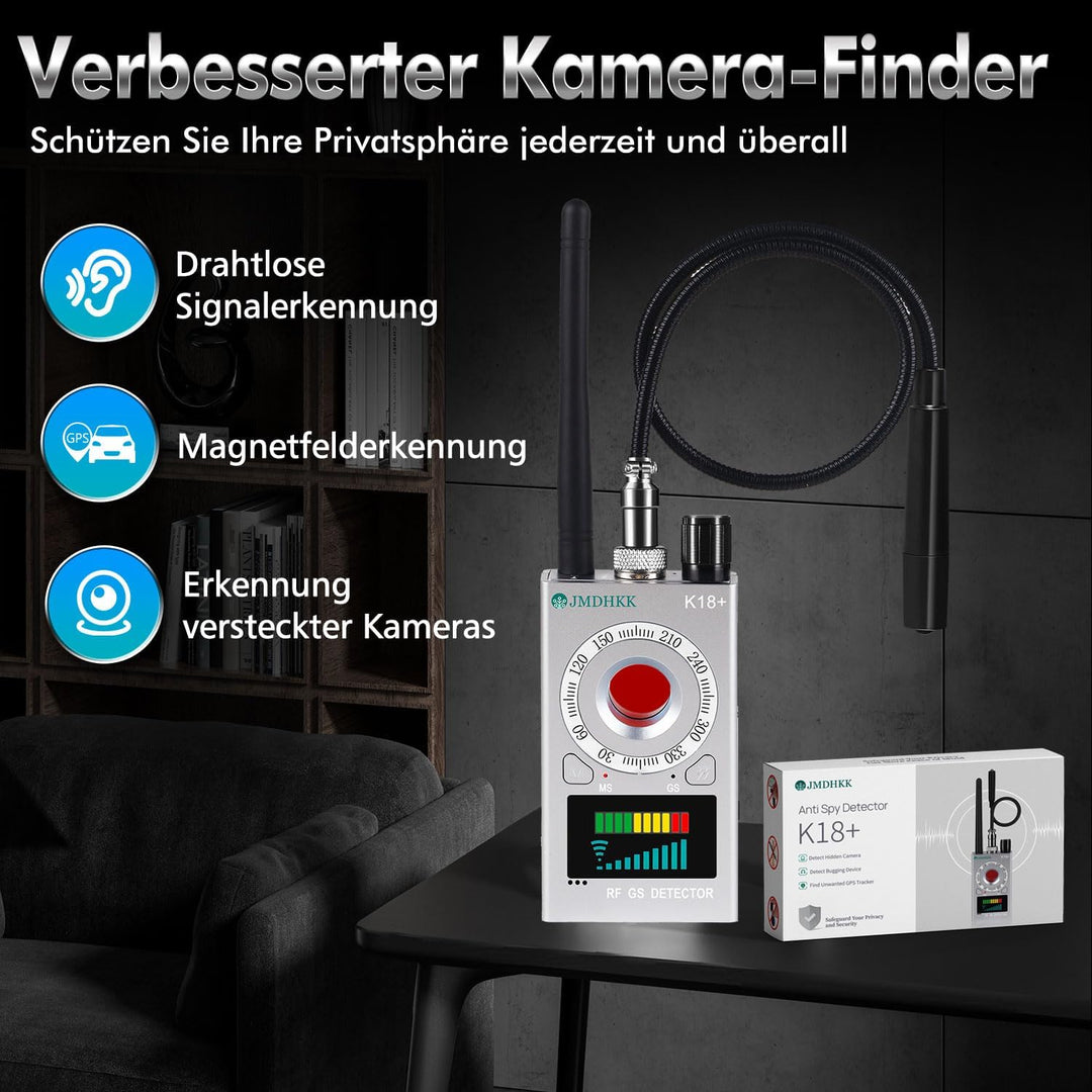 JMDHKK K18+ Versteckter Kamera-Detektor, Spionagekamera-Finder, Wanzendetektor, Magnetfeld-Detektor,