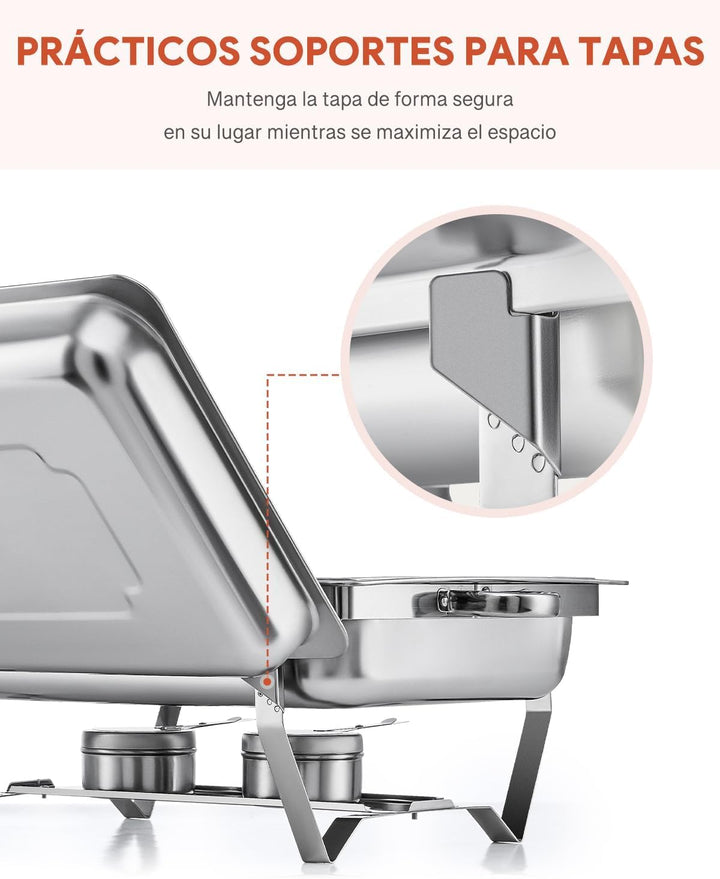 Wilprep Chafing Dish Speisewärmer 9L 4pcs Edelstahl Warmhaltebehälter Wärmebehälter Edelstahl Buffet