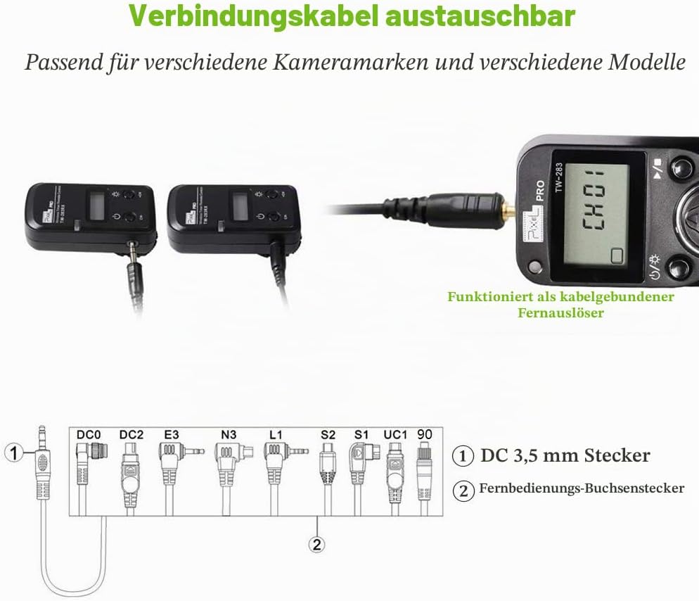 Pixel TW-283 L1 Timer-Fernauslöser Kamera Auslöser Intervalometer Fernsteuerung Kompatibel mit Panas