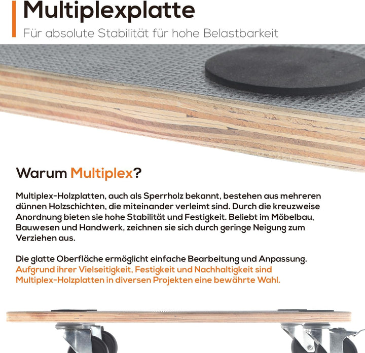 Tronitechnik® Rollbrett Transportroller rutschfest 400 kg Tragfähigkeit,Möbel Transporthilfe für Umz