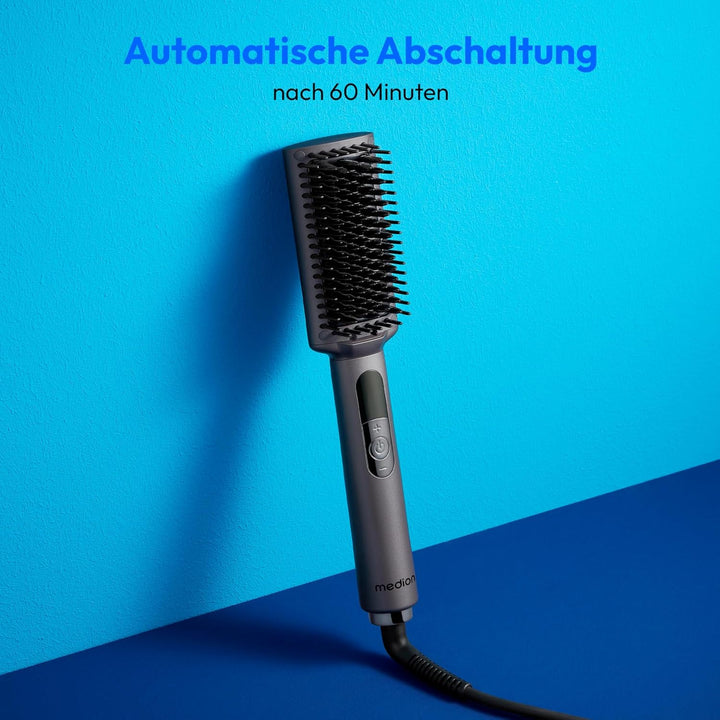 MEDION Glättbürste HB1 (Glätteisen & Haarbürste, Haarglätter mit Ionen-Technologie, 5 regelbare Hitz