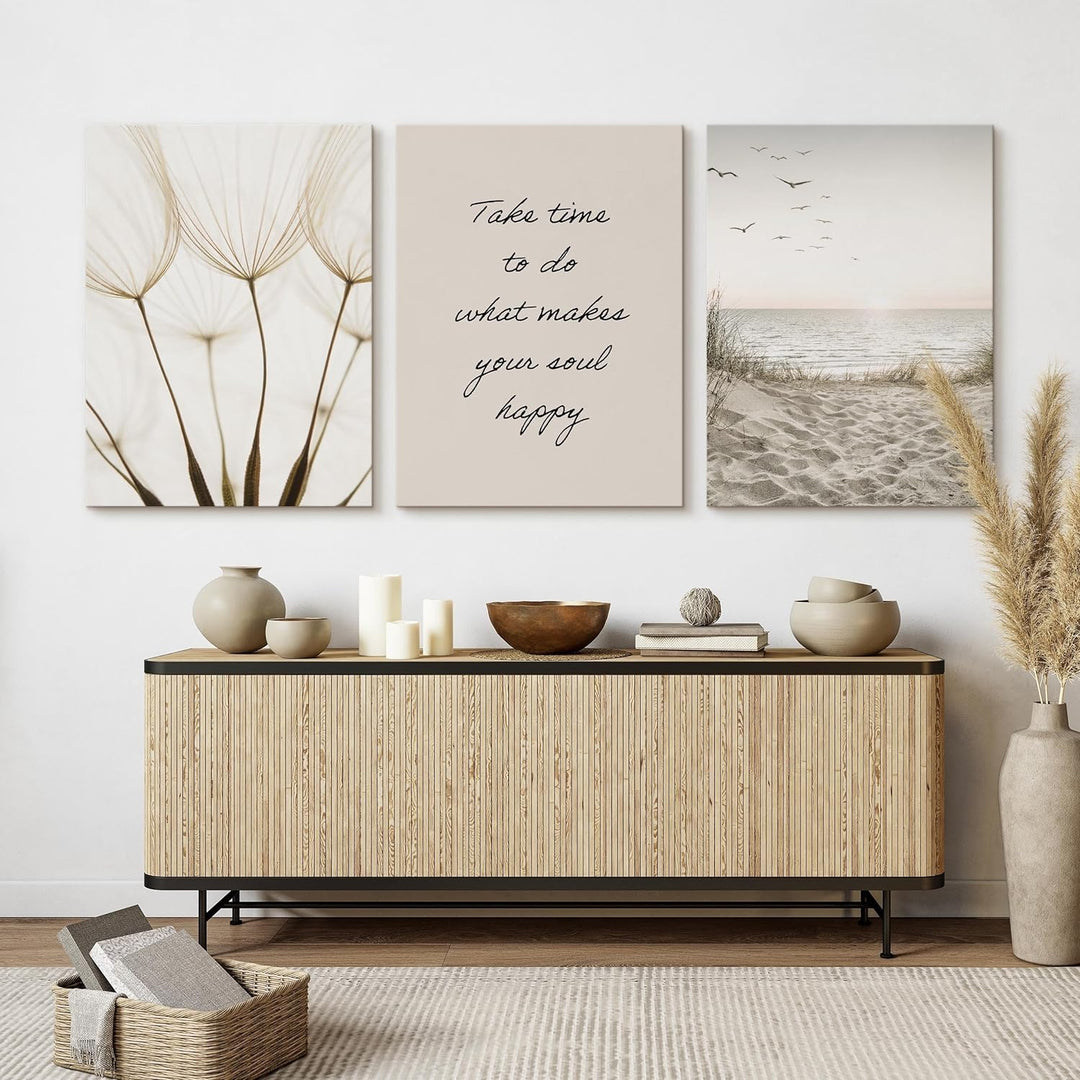 Muralo - Wandbilder Set - Leinwand Bilder Set Aufhängefertig in Boho Stil - das Leinwandbilder Set -