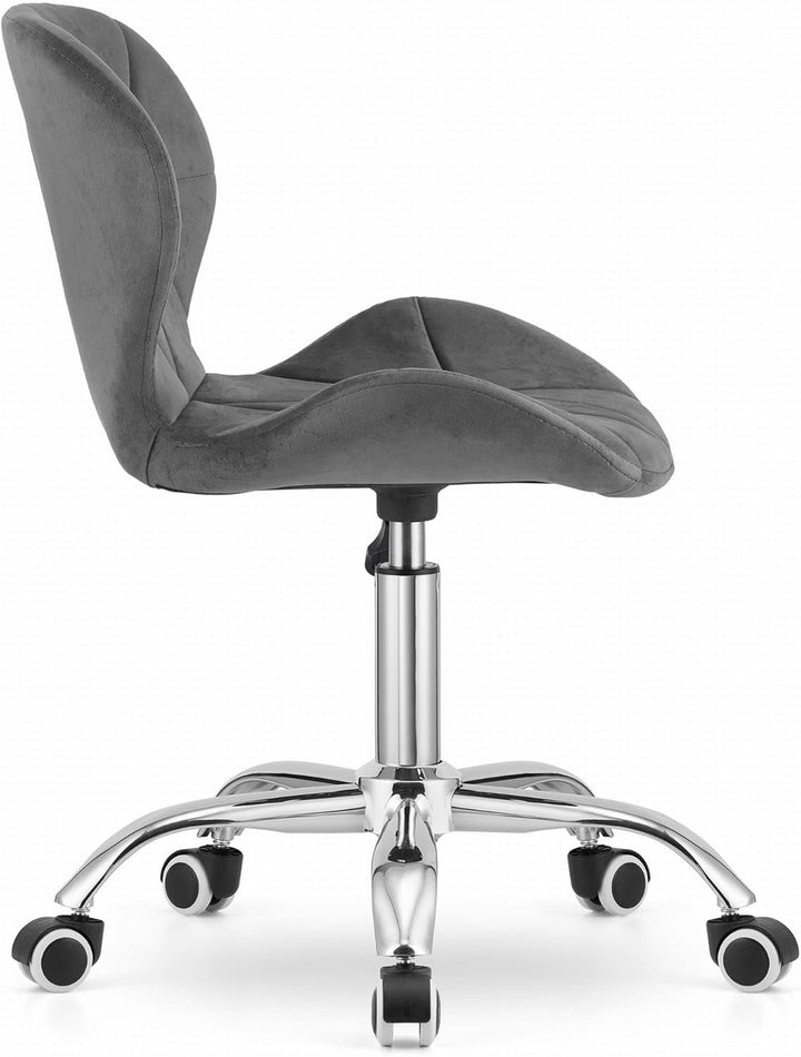 NMK HOME Drehstuhl mit Rollen - Höhenverstellbar Polsterstuhl - Home Office Samt Stuhl mit Geometris