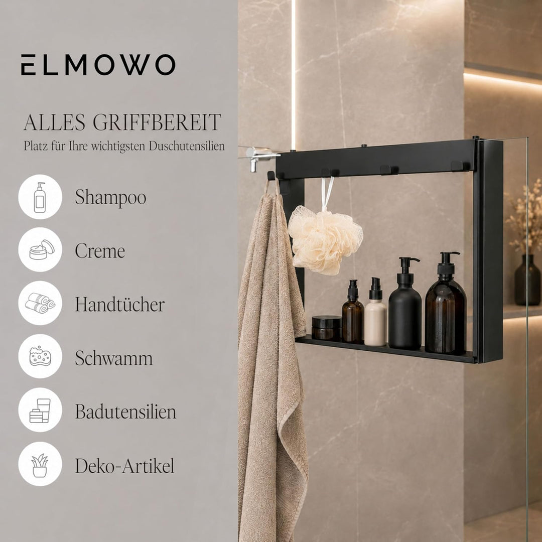 Edelstahl Duschablage zum Hängen ohne Bohren für die Glastür/Glaswand - Duschregal zum Einhängen mit