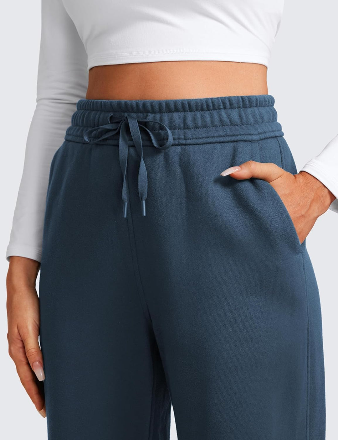 CRZ YOGA Damen Jogginghose Gefütterte Baumwolle Joggers Soft Freizeithose Winter Lounge Hosen mit Ta