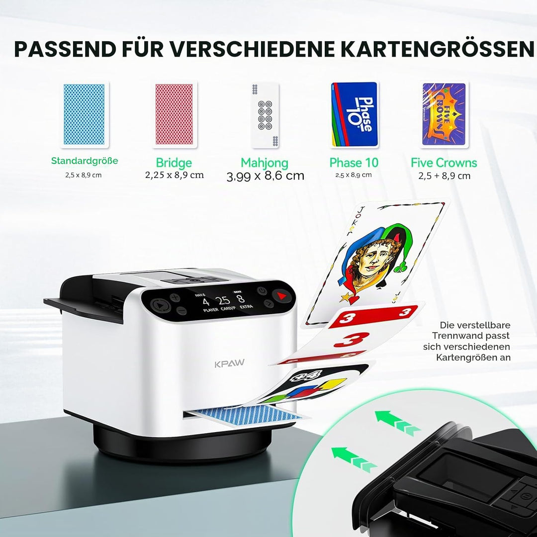 Kartenmischmaschine mit Austeilen, 360° Drehung für 1–2 Decks, mit 4 Fernbedienungen, Automatischer