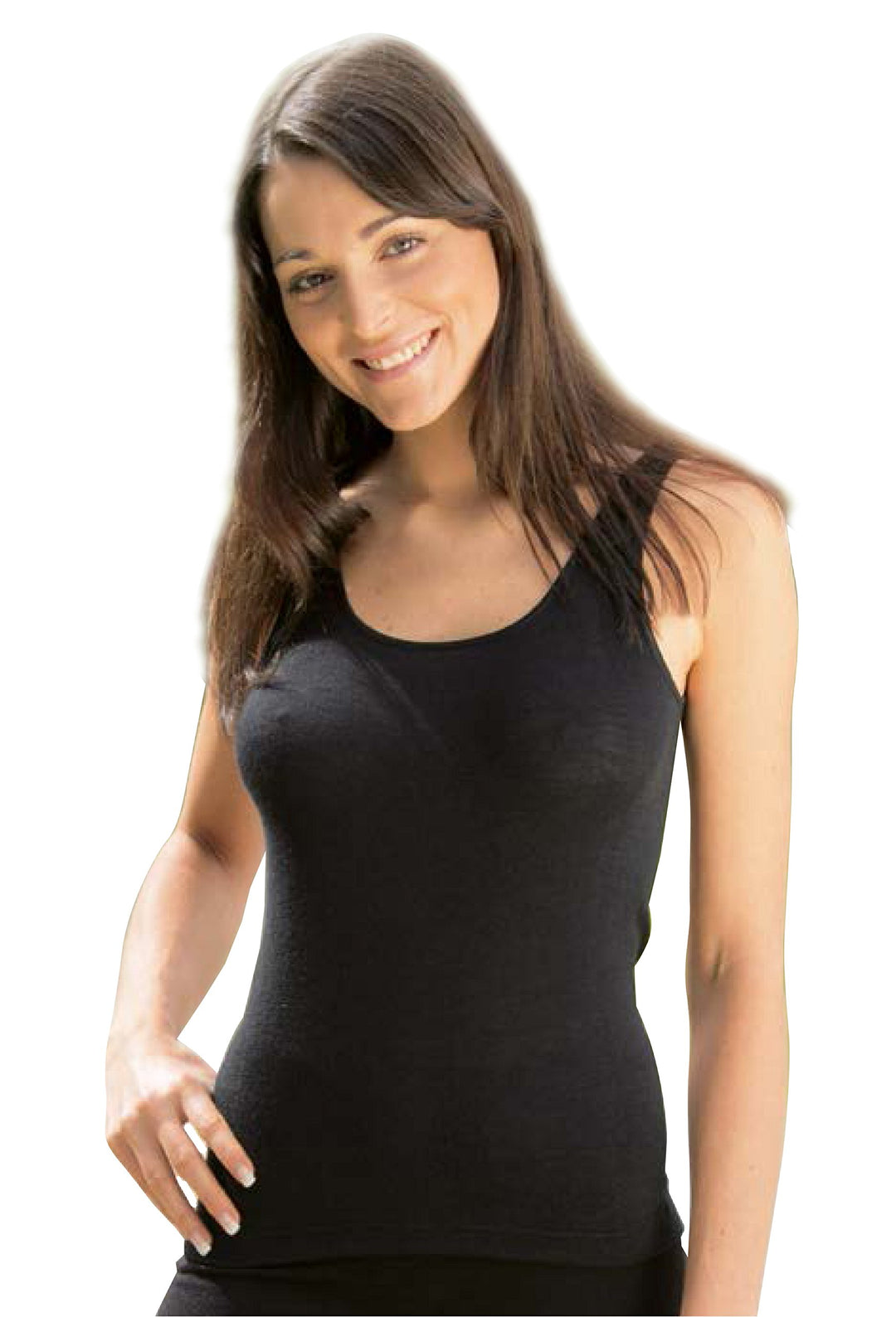Engel Damen Trägerhemd, Wolle Seide, Gr. 34-48, 3 Farben 46-48 Schwarz, 46-48 Schwarz