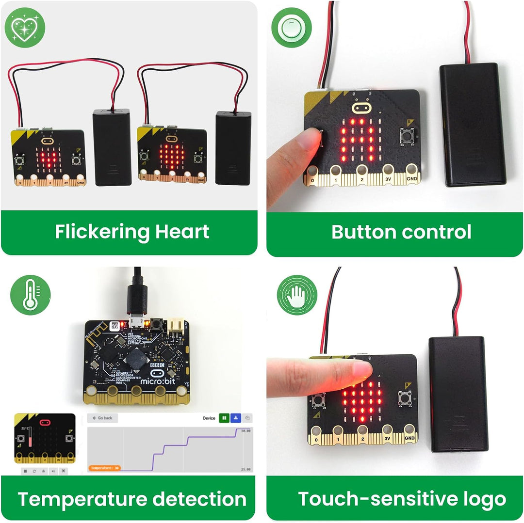 KEYESTUDIO BBC Micro:Bit Go für Micro bit Starter Set mit V2 Microbit Board, Batteriehalter, Micro-U