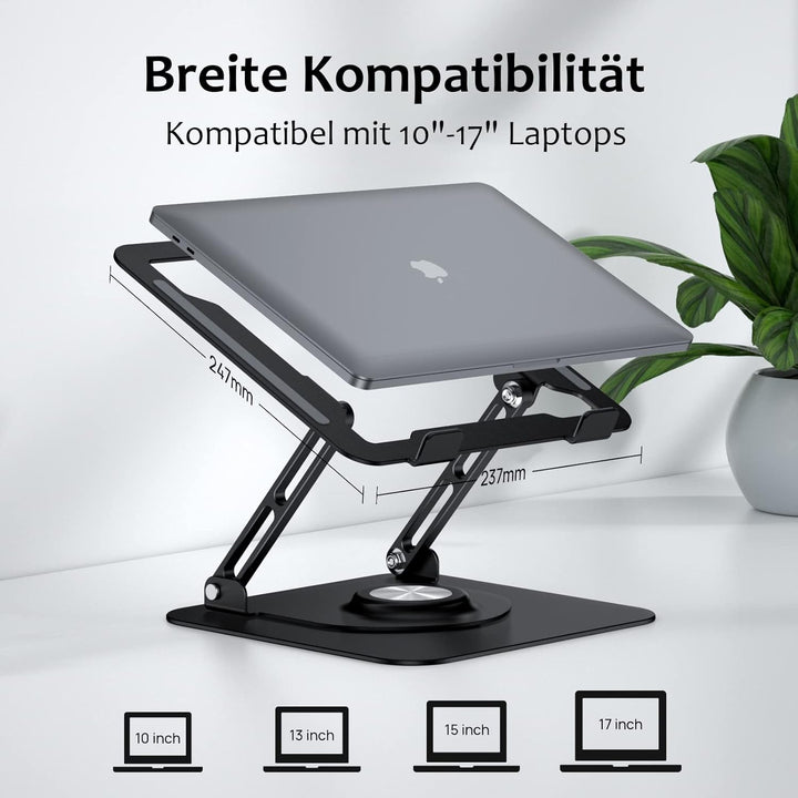 JOYEKY 360° Drehbarer Laptop Ständer, Faltbarer Tragbar Laptopständer aus Aluminium, Höhenverstellba