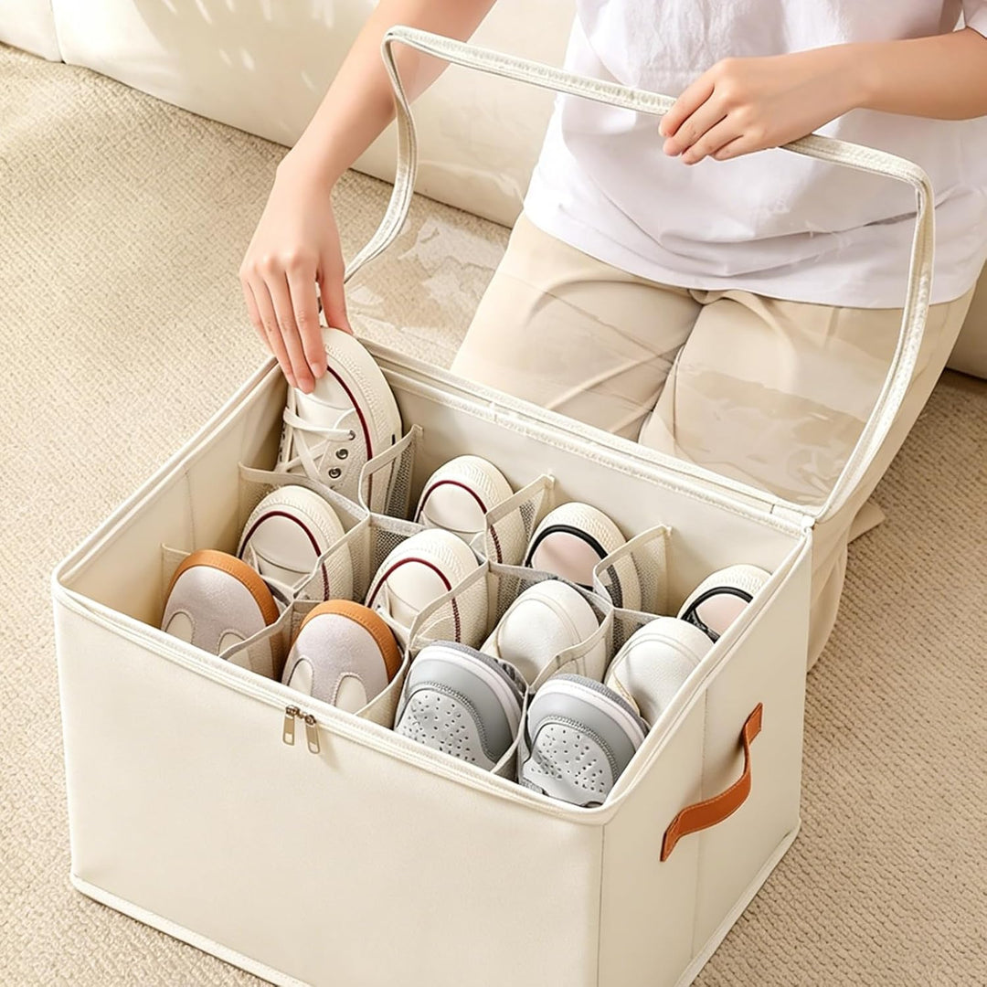 Schuhorganizer Für Closet 2er Set, Schuhorganizer Für 12-24 Paar, Schuhboxen Stapelbar, Faltbare Sch