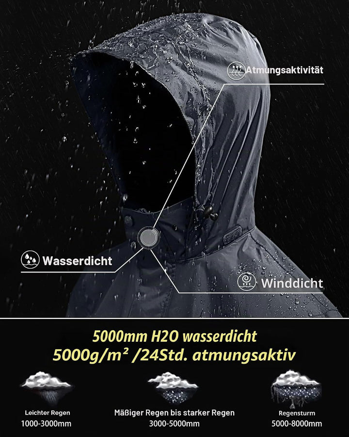 Outdoor Ventures Regenjacke Herren Wasserdicht Ultraleichte Dünne Faltbare Regenmantel Atmungsaktiv