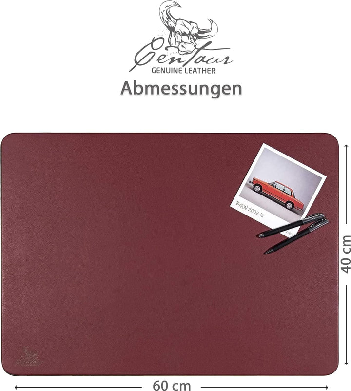 Centaur - Hochwertige Leder Schreibtischunterlage - Weinrot 40x60 cm - ideal für Büro und Zuhause -