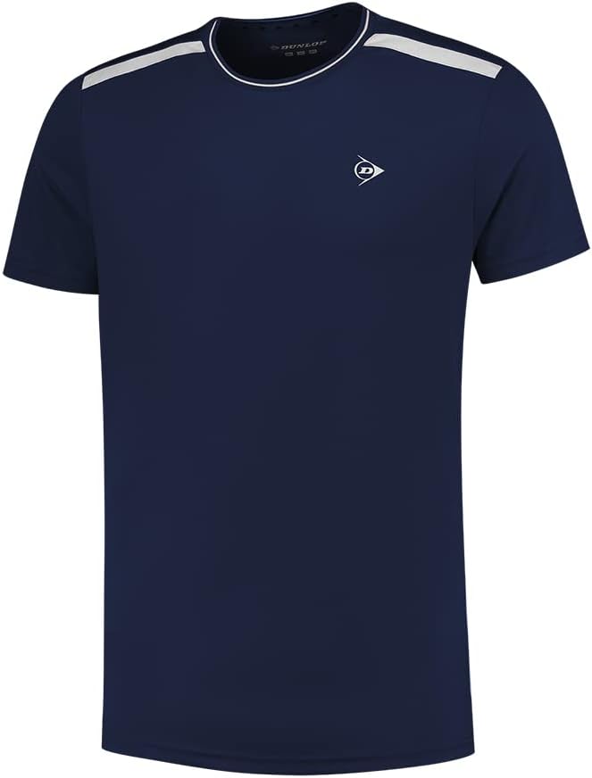 DUNLOP Herren Club Mens Crew Tee Tennis Shirt, Navy/Weiss