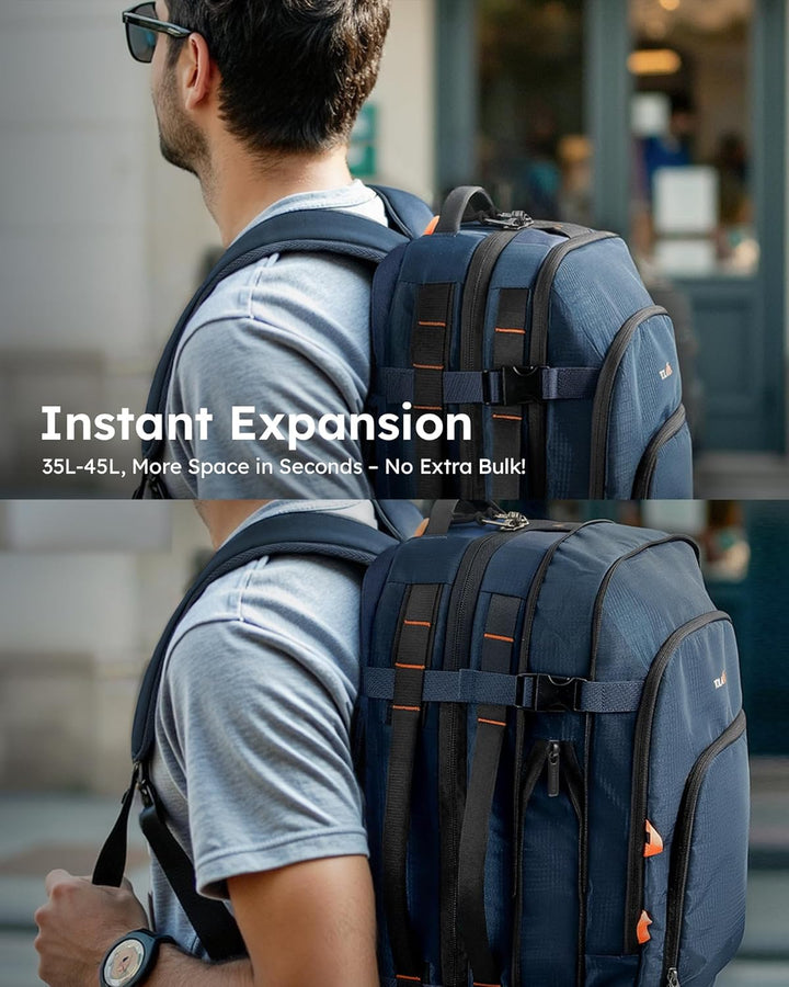 Tolaccea Reiserucksack, Handgepäck Flugzeug, TSA Freundlich Handgepäck Rucksack 35L-45L, Travel Back
