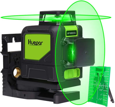 Huepar 902CG 2 x 360 Kreuzlinienlaser Grün, 360 Grad Linienlaser Selbstnivellierenden Laser Level mi