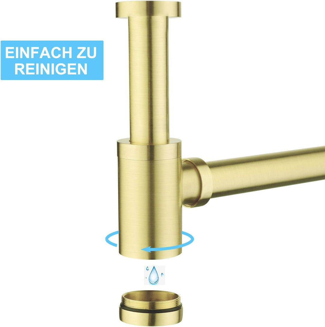 Keymark Design Siphon, Universal Designsiphon für Waschbecken & Waschtisch, Bad Abflussgarnitur pass