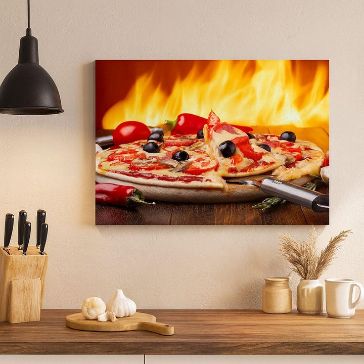 Bilder auf Leinwand 100x70cm Leinwandbild Kuchen Backen Pizza Käse Gross Wanddeko Bild Schlafzimmer