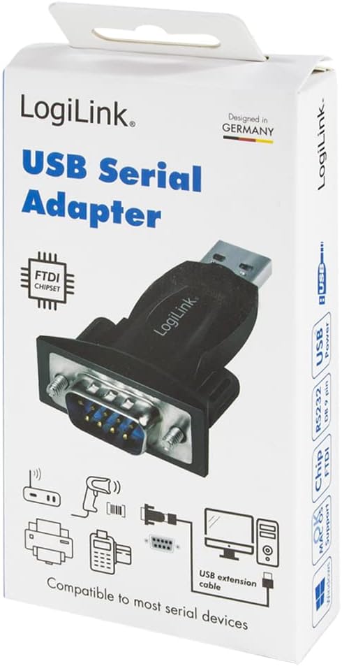 LogiLink AU0034 - USB 2.0-Adapter, USB-A (Stecker) zu DB9 (RS232 - Stecker), Activer Adapter mit Chi