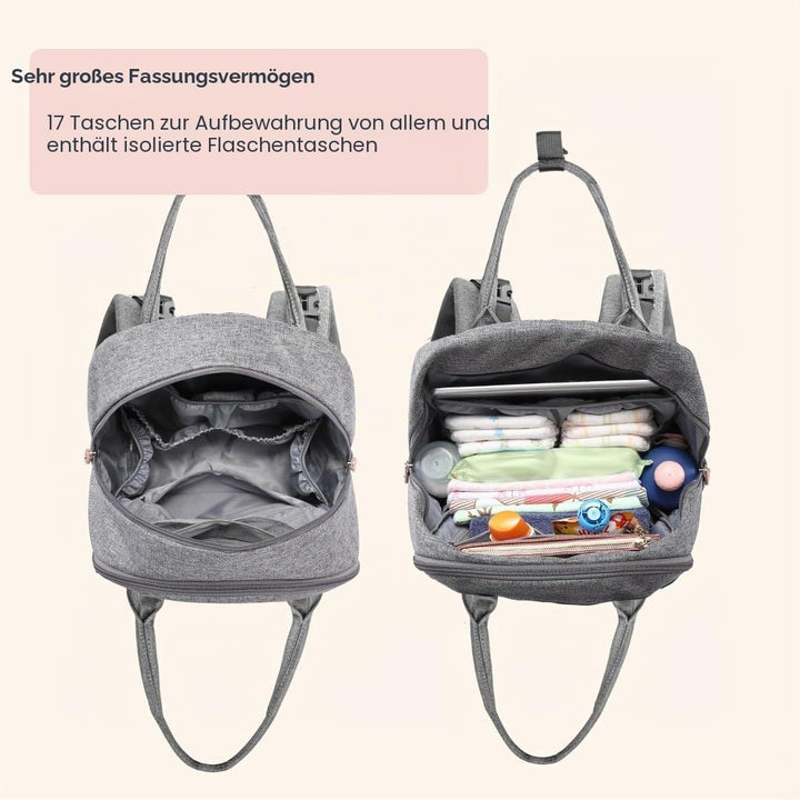 BabbleRoo Baby Wickeltasche/Rucksack, Wickelrucksack lässige Wickeltaschen Grau, Grau