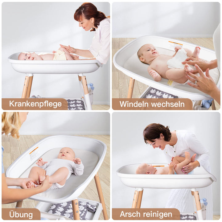 Beberoad Wickeltisch für Babys, Wickeltisch mit grossen Aufbewahrungsfläche und Wasserdichte Hängeta