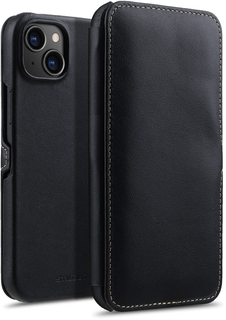 STILGUT Book Case kompatibel mit iPhone 14 Plus (6.7") Hülle aus Leder mit Clip-Verschluss, Klapphül