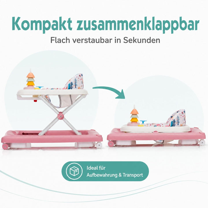 Fillikid Lauflerngerät höhenverstellbar 3-fach mit Sicherheitsstopper | 4 Rollen, ergonomischer Sitz