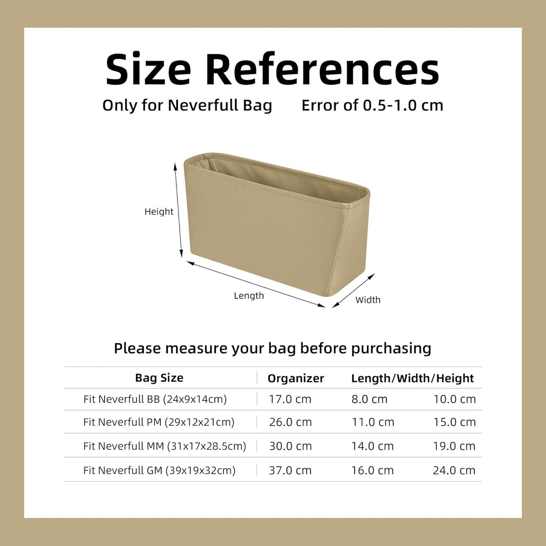 DGAZ Taschen Organizer Einsatz, Seide Innentasche für Neverfull PM/MM/GM, Leicht Taschenorganizer Sh